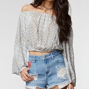 Kendall & Kylie Boho Off-The-Shoulder Top